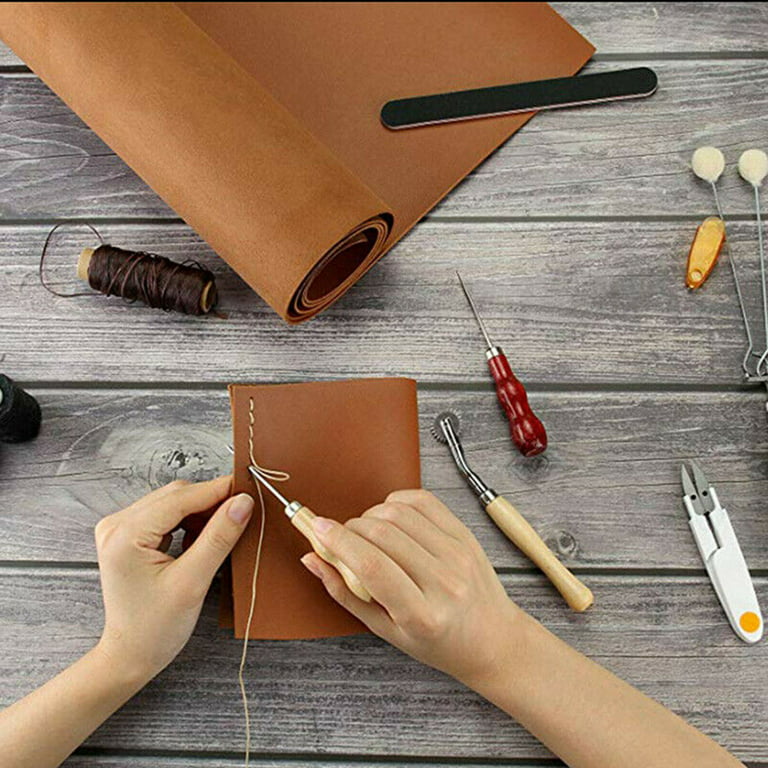 35 Pcs Leather Stitching Pouch Kit with 4mm Prong Sewing Hole Punch, Leather Sew