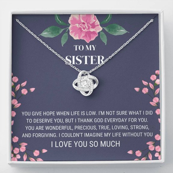 Sister - Hope Love Knot Necklace, Sister Birthday, Friendship Gift
