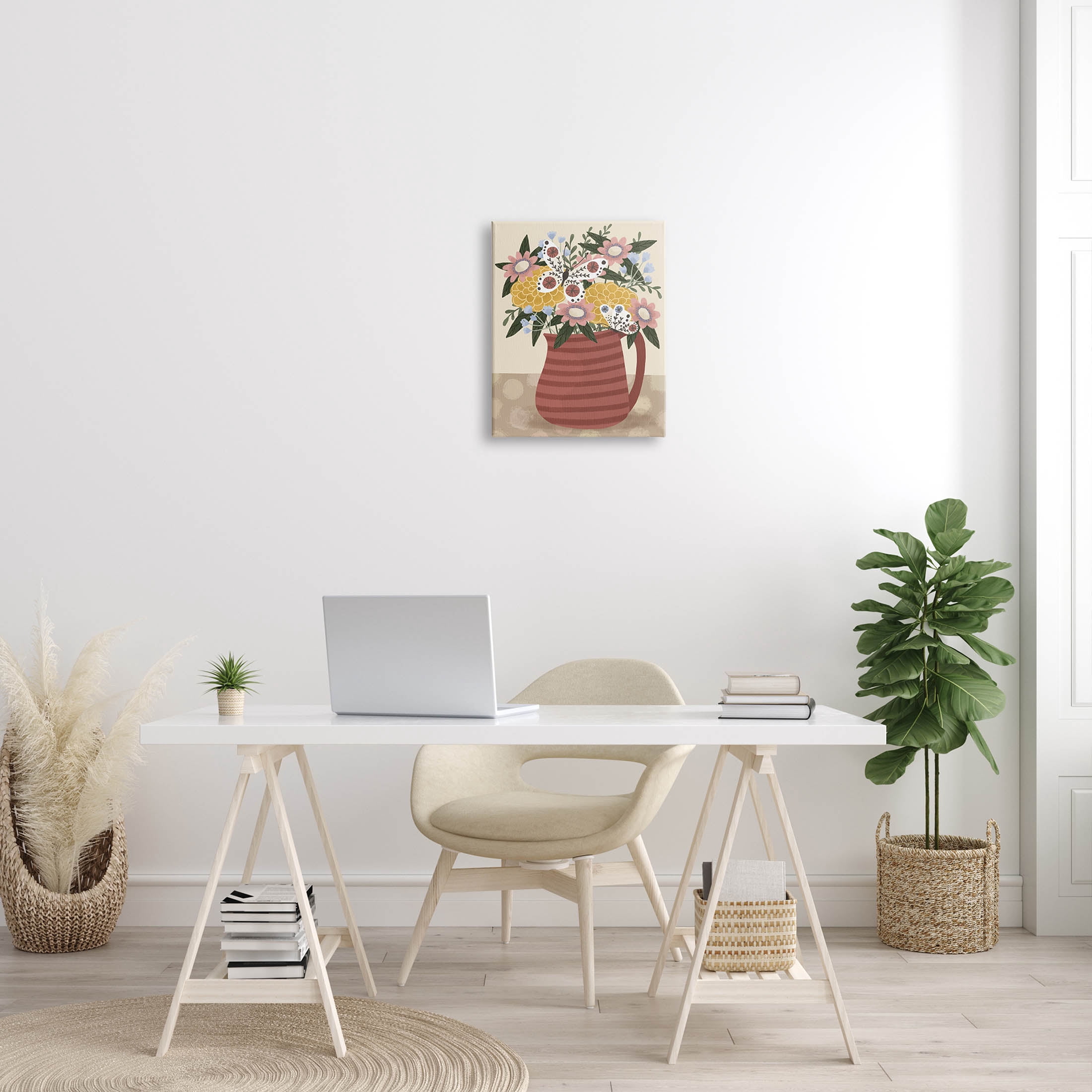 Casual Patterned Mixed Bouquet Botanical & Floral Graphic Art Gallery Wrapped Canvas Print Wall Art