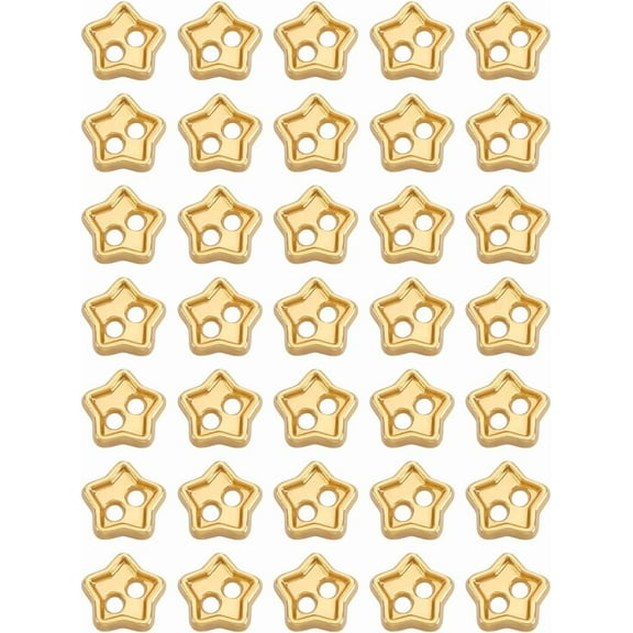 150Pcs Golden Mini Star Buttons 4x4.5x1mm Doll DIY Clothes Sewing Buttons 2-Hole Alloy Star Buttons with 0.7mm Hole