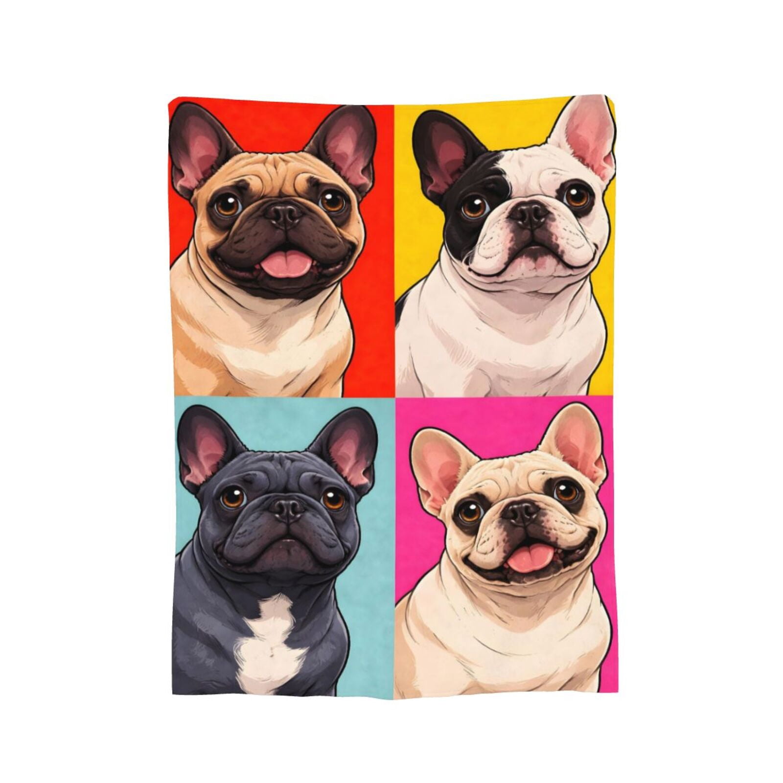 French Bulldog Pop Blanket, Dog Lover Birthday Gift Soft Cozy Plush Flannel Blanket for Sofa Couch Bed Living Room Decor 50x40