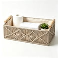 thumbnail image 2 of Ccwuwei Macrame Storage Basket, Handmade Toilet Paper Basket, Boho Woven Decor, Small Countertop Organizer with Handles for Shelf, Living Room, Bedroom, Home,Office - Khaki, 2 of 8