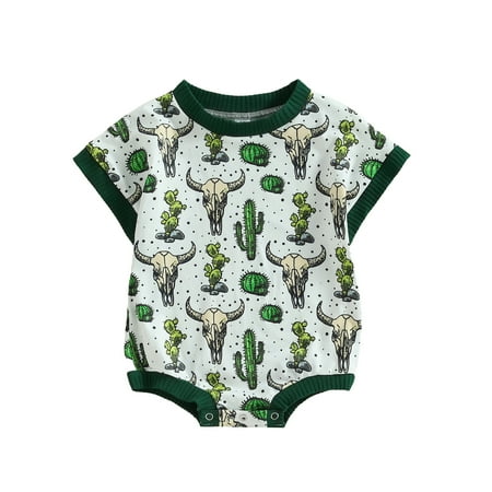

Toddler Baby Summer Jumpsuits Lovely Crew Neck Rompers (Green 12-18M)