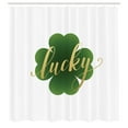 thumbnail image 2 of Ambesonne Lucky Shower Curtain, Shamrock Leaf and Wording, 69"Wx84"L, Fern Green Beige White, 2 of 4