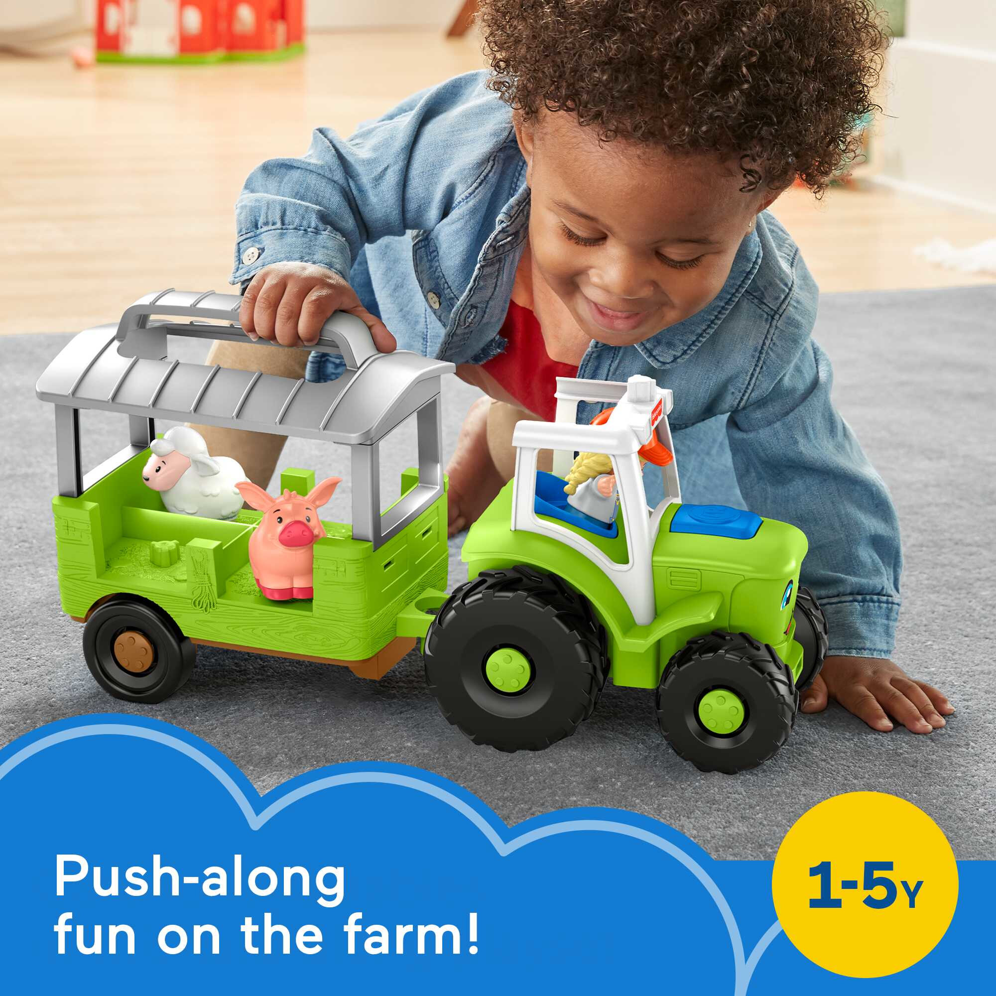 Fisher-Price Little People Caring for Animals Tractor Toddler Musical Farm Toy with 3 Figures - image 3 of 7