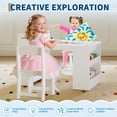 thumbnail image 2 of Multi-Functional Kids Art Table and 2 Chairs Set - Wooden Craft Desk with Large Storage Shelves - Perfect for Drawing, Learning, and Activities - Sturdy Children’s Furniture, 2 of 8