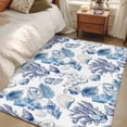 thumbnail image 4 of Coastal Nautical Area Rugs 3'x5', Washable Small Throw Rugs for Living Room Bedroom, Summer Ocean Beach Sea Corals Blue Indoor Outdoor Rug Non-Slip Low Pile Carpet Runner Reversible Floor Mats, 4 of 8