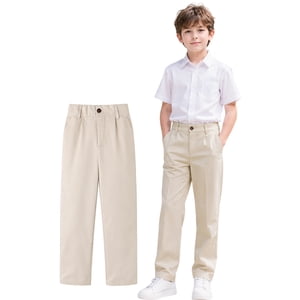 HILEELANG Kids Straight-Leg Chino Pants School Uniform