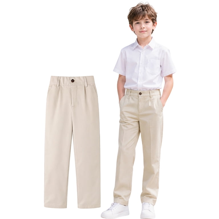 HILEELANG Kids Straight-Leg Chino Pants School Uniform photo 1