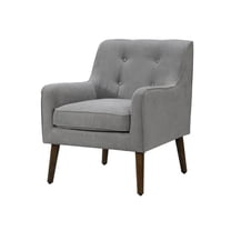 Ryder Mid Century Modern Steel Gray Woven Fabric Button Tufted Armchair