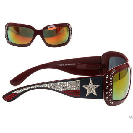 Montana West Ladies Sunglasses Texas Flag Collection Western Rhinestones UV400