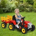 thumbnail image 2 of Infans 12V Kids Ride On Tractor with Trailer Ground Loader w/ RC & Lights Red, 2 of 7