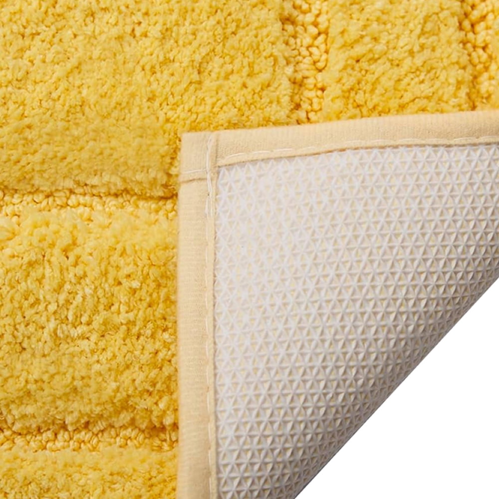 FUDAKUNA Soft Fluffy Yellow Bathroom Rugs Non-Slip Backing 16" x 24" Plush Absorbent Bath Mats Machine Washable