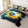 thumbnail image 3 of Erosebridal Neon Soccer Sport Quilt King for Boys Men, Orange Flame Print King Coverlet Set, 3-Piece, 3 of 7