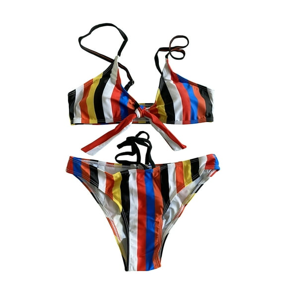 LIORA Women's Striped Knot Adjustable Bikini Sets Two Piece Bathing Suit