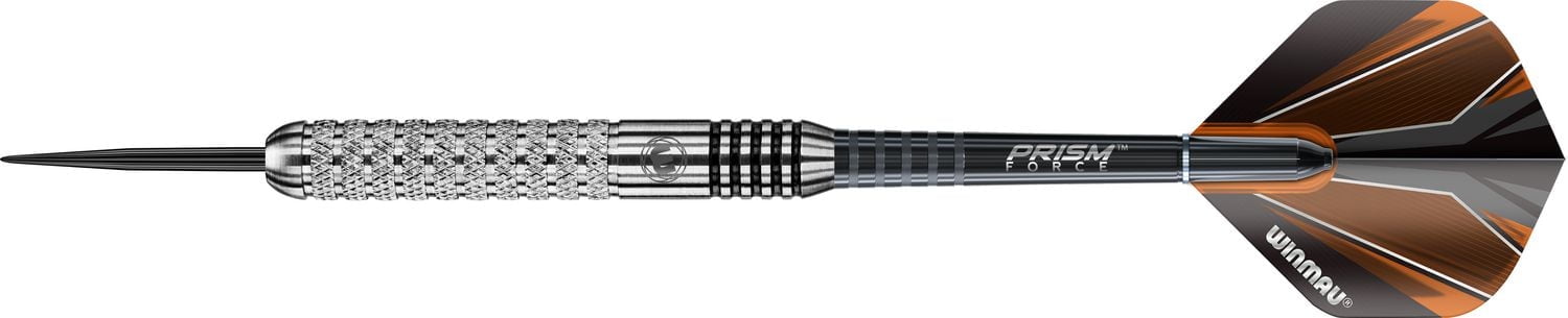 Fléchettes Winmau® Barbarian Inox en acier de style tungstène - Comprend trois fléchettes de style tungstène à pointe en acier, trois tiges Prism Force et trois Prism Alpha empennages