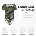 thumbnail image 5 of Picia Flamingos And Palm Leaves Womens One Piece Swimsuits Modest Tummy Control Bathing Suits Lace Up Slimming Swim Suit-Medium, 5 of 9
