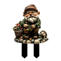 FeiFu Dwarf Ground Planting Ornament 2D Garden Stake Outdoor Potted Decoration Whimsical Yard Art Character Figure Decor Piece C