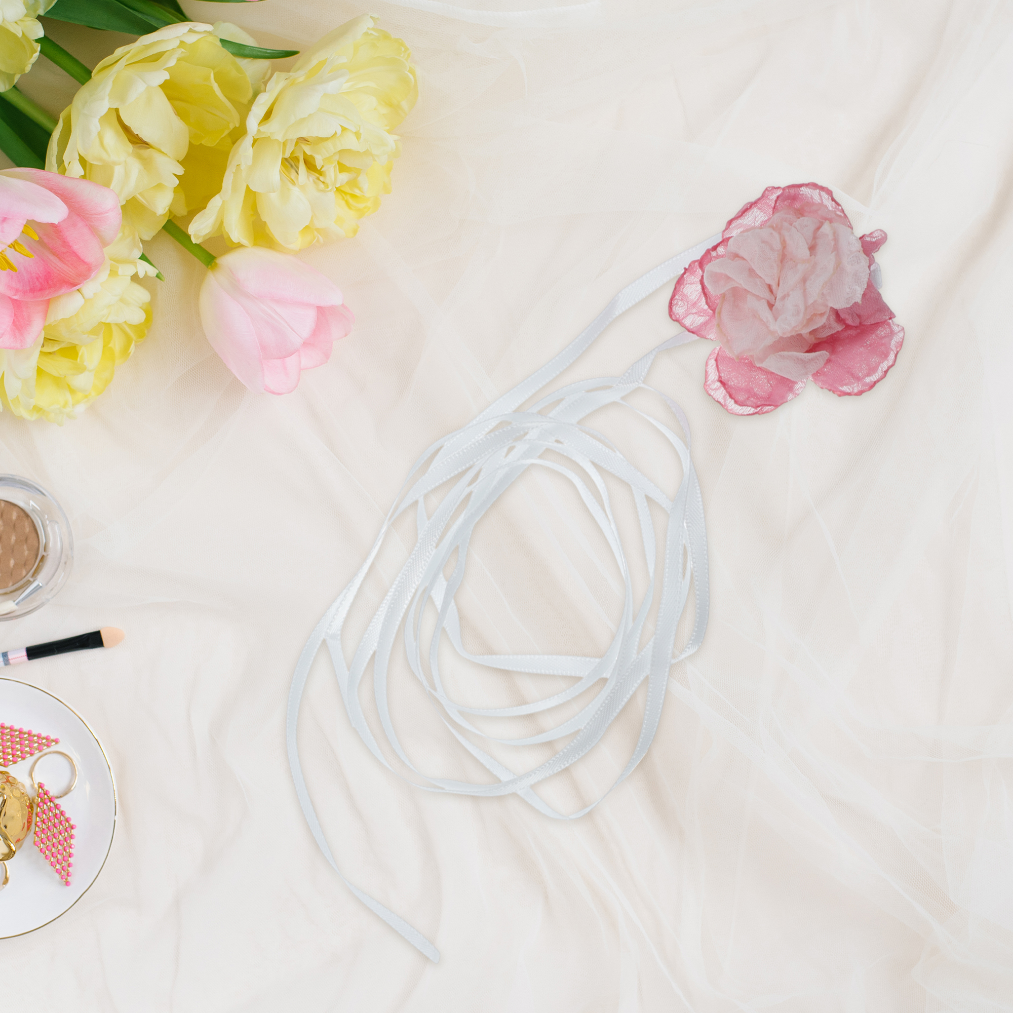 Unique Bargains Stylish Flowers Choker Necklace Pink
