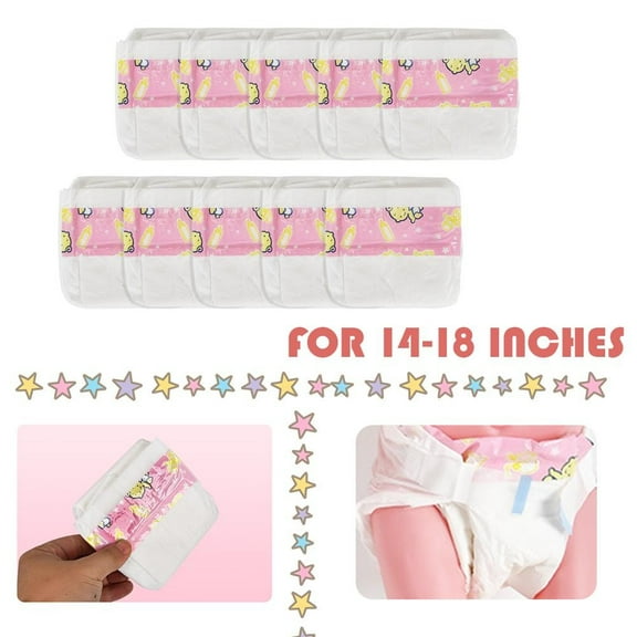 Baby Doll Diapers Pack - 10 Pieces Reborn Dolls Diapers Refill, 14-18 Inch Baby Doll, Babys Dol-l Underwear Dolls Bibs Reusable