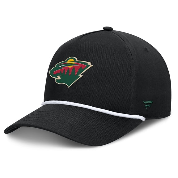 Men's Fanatics Black Minnesota Wild Authentic Pro Rink Roper A-Frame Adjustable Hat