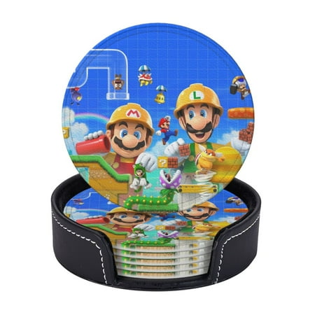 

6 Pcs Leather Coasters Supermario Coasters For Drinks Cup Mat Pad Housewarming Gift Ideal For Home Decor