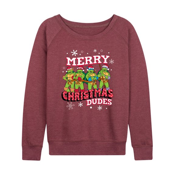Teenage Muntant Ninja Turtles - Merry Christmas Dude - Women's Lightweight French Terry Long Sleeve Shirt