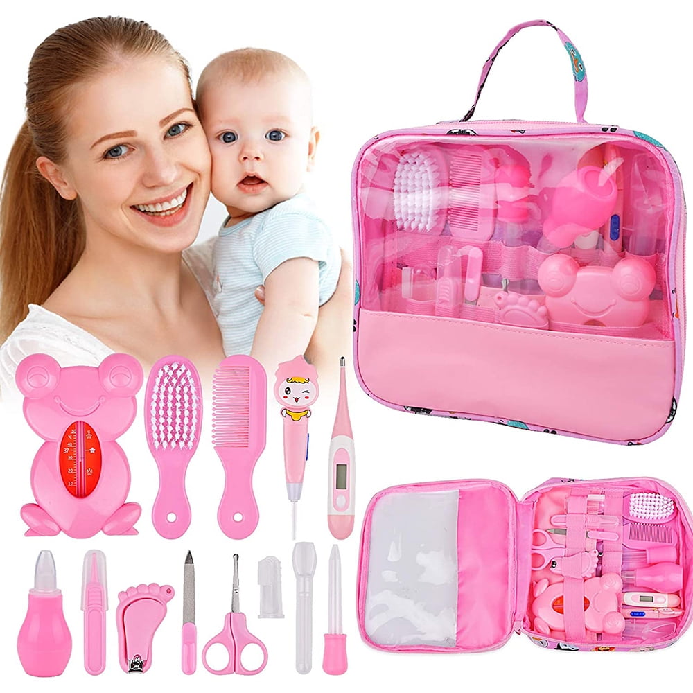 VONTER Baby Grooming Kit,13 in 1 Baby Health Care Kit,Newborn BabyCare Accessories,Baby Health Care Set Portable Baby Care Kit,Safety Cutter Baby Nail Kit for Nursing Baby Heath and Grooming (Pink)