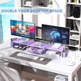 thumbnail image 6 of Dual Monitor Stand Riser, Desk Organizer With Drawer and 2 Pen Holders, Desk Organizers and Accessories, Purple Office Decor (Purple), 6 of 7