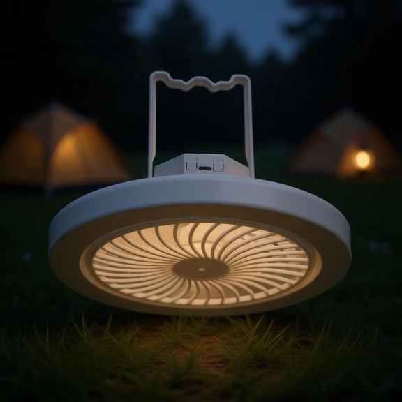 Zeiwohndc Rechargeable Led Camping Fan Light Chargeable With Hook Portable Hanging