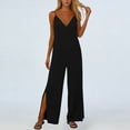 thumbnail image 5 of Wide Leg Jumpsuits for Women Adjustable Spaghetti Strap V Neck Split One Piece Long Romper Pants Dressy Casual (XL, Black), 5 of 8