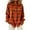 Orange, variant on Womens Button Down Shirts Corduroy Plaid Long Sleeve Collared Office Work Blouses Beach Tops