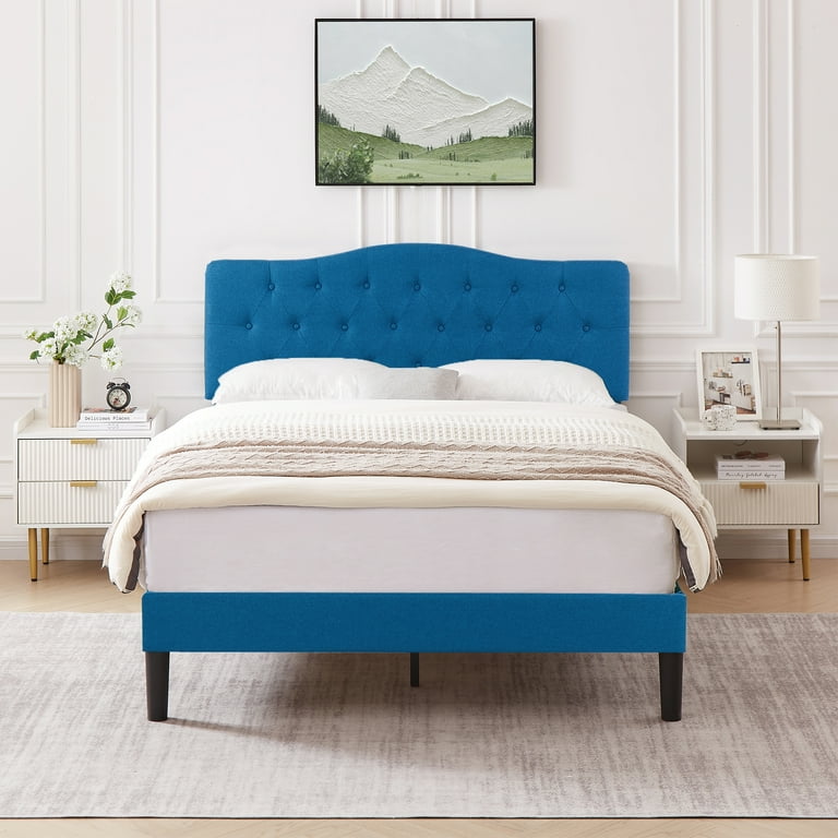 VECELO Full Size Bed Frame With 3 Storage Drawers – Upholstered Headboard, Wood Slats, No Box Spring Needed, White