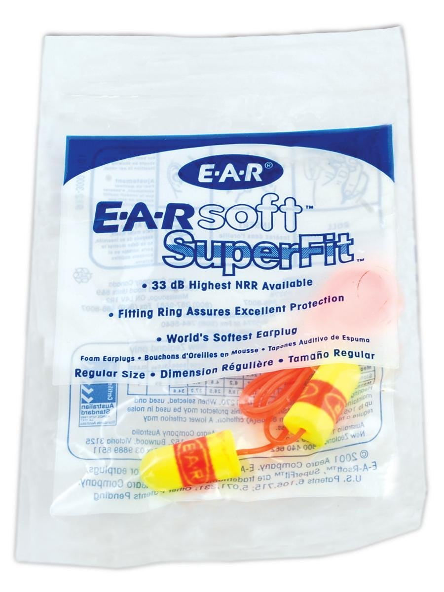 Hearing Conservation 311-1254 in Poly Bag Regular Size 3M E-A-R E-A-Rsoft SuperFit Corded Earplugs 