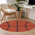 thumbnail image 5 of Orange Round Living Room Rugs 3.3 ft, Black Line Abstract Ball Modern Sport Style Simple Washable Area Rug with Non-Slip Sturdy Edge Binding Round Front Door Mat Floor Carpet for Entryway, 5 of 9