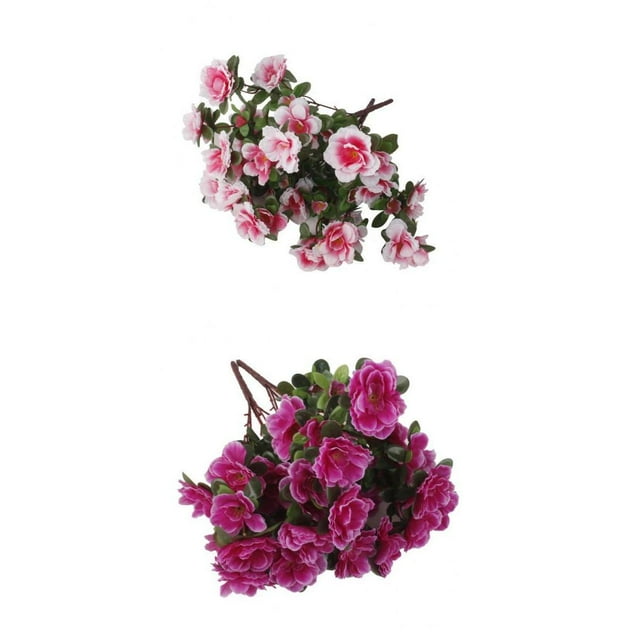 GUOOL 4pcs Artificial Fake Azalea Flowers Indoor Outdoor Greenery Shrubs Plants Bushes