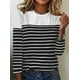 thumbnail image 1 of Tops de manga larga a rayas de contraste de Color para mujer, camiseta suelta informal cómoda, camisetas elegantes de cuello redondo para mujer, otoño, 1 of 4