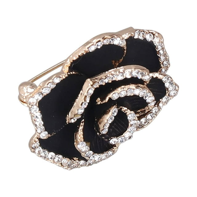 Exquisite Rhinestone Brooch Pin, Elegant Camellia Design, Perfect Gift, Made By Hand, Alloy
