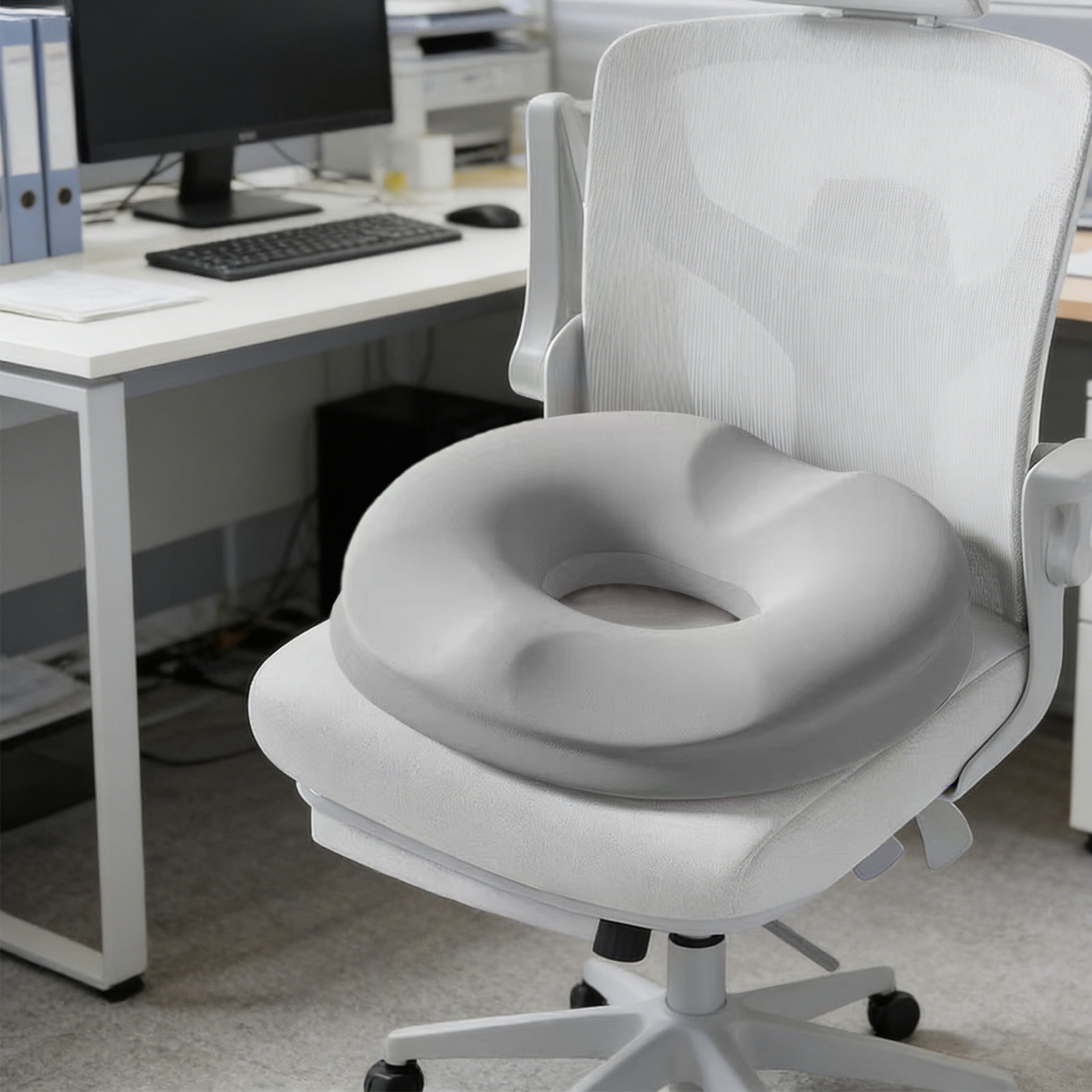 Donut Seat Cushion Memory Chair Pillow, Polyester Blend Construction, Hollow Tailbone Cushion For Office Chair, Seat Pad