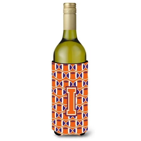 

Carolines Treasures CJ1072-ILITERK Letter I Football Orange White and Regalia Wine Bottle Beverage Insulator Hugger
