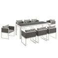 thumbnail image 3 of Modway Stance 9 Piece Outdoor Patio Aluminum Dining Set in White Gray, 3 of 8