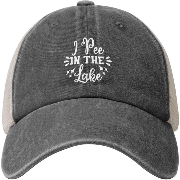I Pee in The Lake Hat Mesh Trucker Hats for Men Women Adjustable Vintage Washed Cotton Baseball Cap