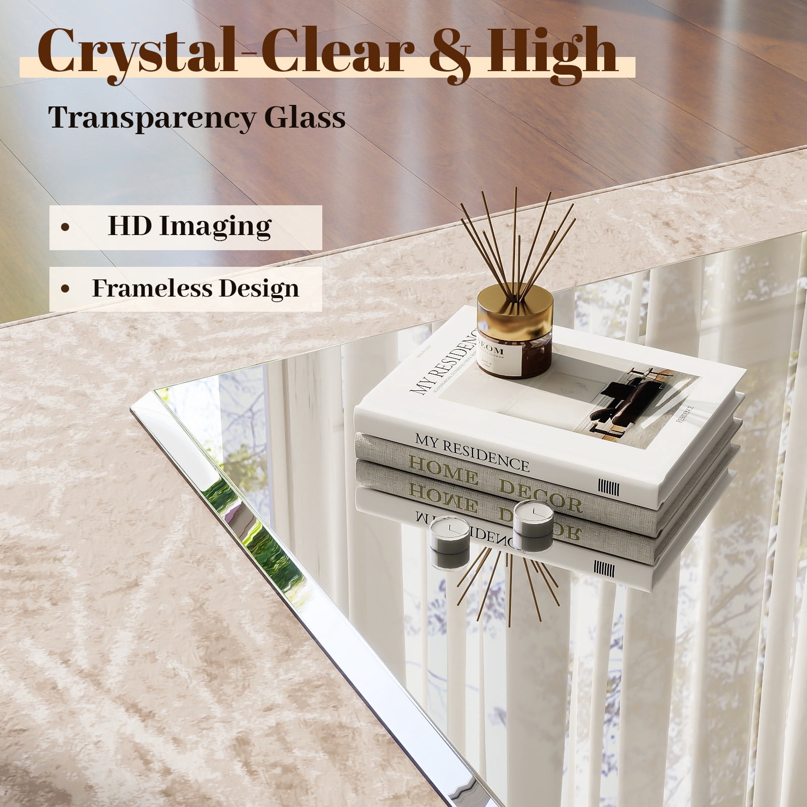 Easy4Home 24"x36" Frameless Rectangular Bathroom Mirror Beveled Edge Vanity Wall Mirror