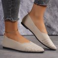 thumbnail image 5 of Flats for Women Comfortable Solid Color Soft Flats Square Toe Ballet Shoes Dressy Slip-ons Loafers Beige 6, 5 of 7