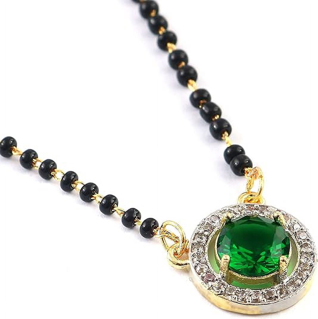 JewarHaat Gold Plated Mangalsutra Pendant With CZ Stones - Indian Black Crystal Chain Fashion Jewelry For Women