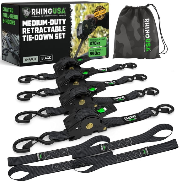 Correas retráctiles Rhino USA, 1 cm x 3 m, 550 kg, paquete de 4