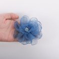 thumbnail image 1 of Xiao Hua 10 flores de organza de 8,9 cm (3,54"), de hilo transparente con centro para manualidades, apliques, sombreros de tela, decoración de bodas y fiestas, color azul., 1 of 5