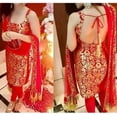 thumbnail image 5 of Silk Brocade fabric RED x metallic gold color 44" wide BRO736[3], 5 of 5