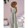 thumbnail image 5 of Wide Leg Overall Jumpsuit, Casual Button Front Suspender Jumpsuit, Women's Clothing, 5 of 5