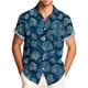 thumbnail image 2 of Blusa y camisa de manga corta con cuello vuelto para hombre, blusa informal de moda con cuello vuelto, blusa estampada de manga corta con botones, blusa de poliéster para hombre, 2 of 6